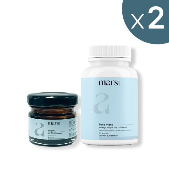 Mars Strength Max Combo: Pure Himalayan Shilajit & Lion's Mane Caps Powered With Tongkat Ali
