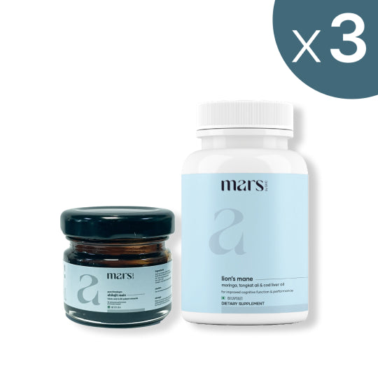Mars Strength Max Combo: Pure Himalayan Shilajit & Lion's Mane Caps Powered With Tongkat Ali