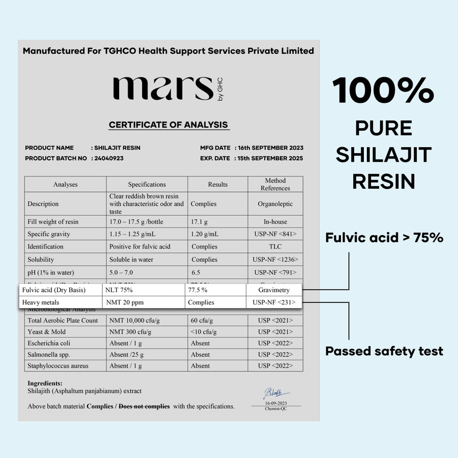 Mars Pure Himalayan Shilajit Gold Resin: Powered with Ashwagandha, Maca Root & Black Musli